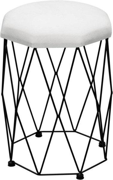 WOLTU dressing stool, velvet stool, with metal frame, white + black