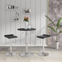 Bar table swivel and height adjustable round bar table made of MDF Black Round