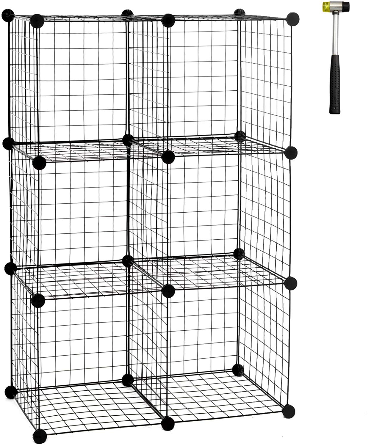 WOLTU 9 Cubes Wire Storage Cubes Shelves Unit,DIY Metal Interlocking Grid Storage Bookcase Rack for Home Kitchen,Black 