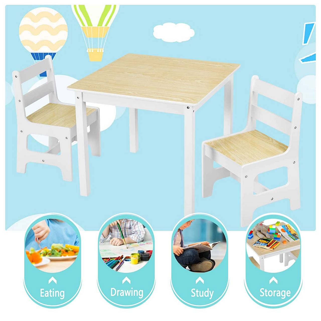Mobi Mario Kindersitzgruppe Sitzgarnitur Kinder Möbel Tisch & 2 Stühlen Grün 