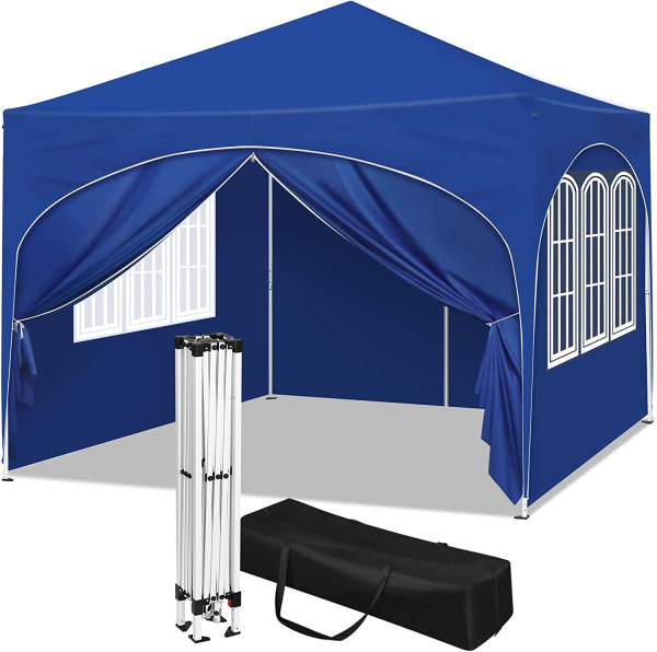 Faltpavillon 3x3 m, wasserabweisend UV-Schutz 50+, höhenverstellbar, mit Tragetasche blau