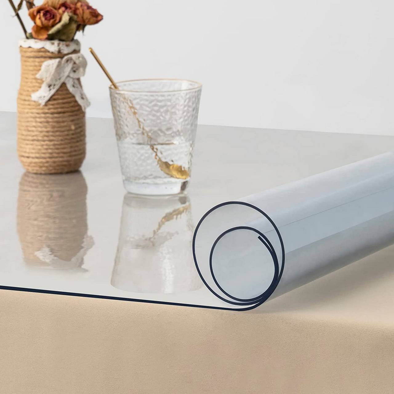 Nappe 2mm Imperméable Transparente, Rectangulaire Nappe de Table en PVC