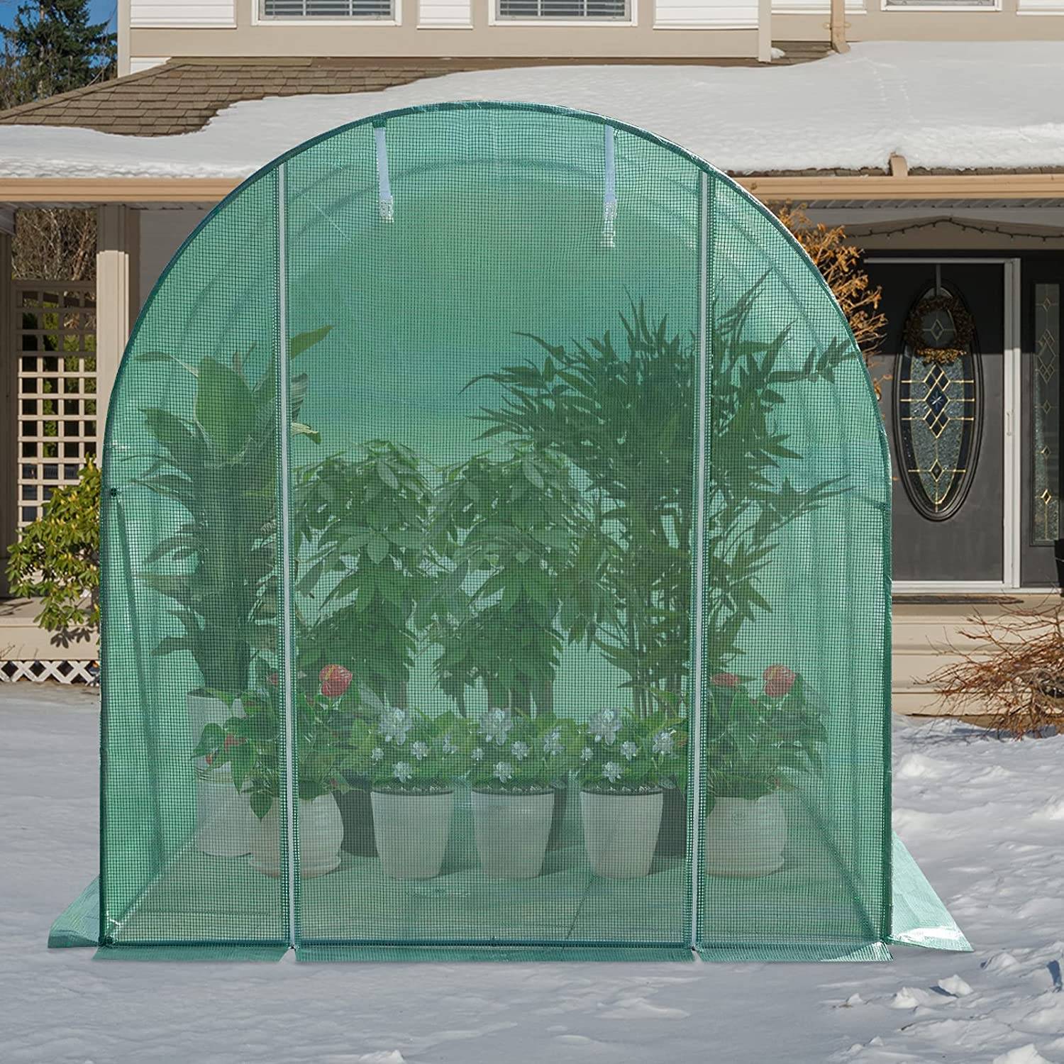 Gardebruk Invernadero 1,6m² con lona 200x173x80cm vivero de jardín con  puerta y ventanas huerto exterior plantas verduras