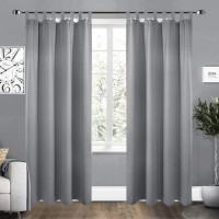 Pair of Tab Top Curtains Thermal Insulated Curtains for Bedroom Living Room Kitchen with Pair of Tiebacks