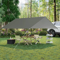 WOLTU tent tarpaulin waterproof, sun protection SPF50＋, with eyelets ropes pegs, gray