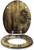 Premium WC-Sitz mit Absenkautomatik, MDF Holzkern, Softclose Scharnier,  Old Tree