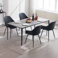 Klihome Dining Chairs Hollow Back Kitchen Chair Metal Legs Made of PP