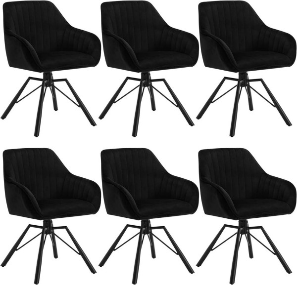 Esszimmerstühle drehbar 6er Set, Samt Sessel Wohnzimmer, Metallbeine, schwarz