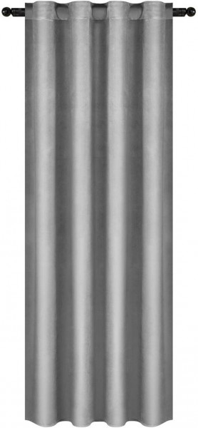 Samtvorhang Verdunklungsgardine mit Kräuselband (1 Stück) grau 