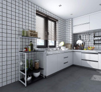 Küchenregal Standregal Weiß + Schwarz