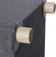 Linen stool with wooden legs - grey 