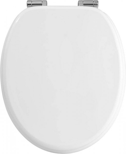 WC-Sitz Toilettensitz mit Absenkautomatik, MDF Holzkern, Softclose Scharnier, Antibakteriell, weiß