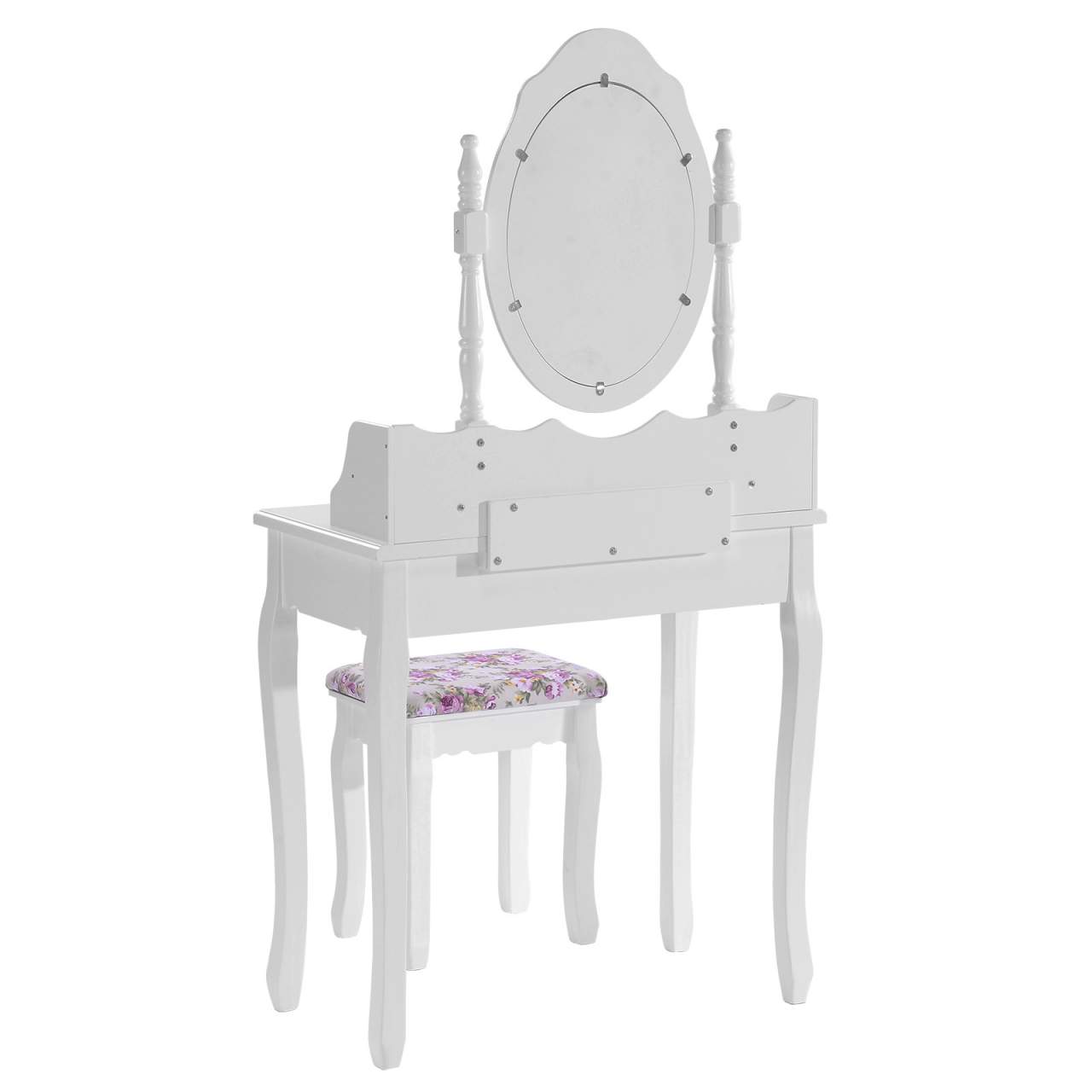 White Dressing Table With Mirror Stool 4 Drawers Model Mia