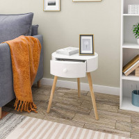 Bedside round side table bedside table with drawers 38x38x47cm