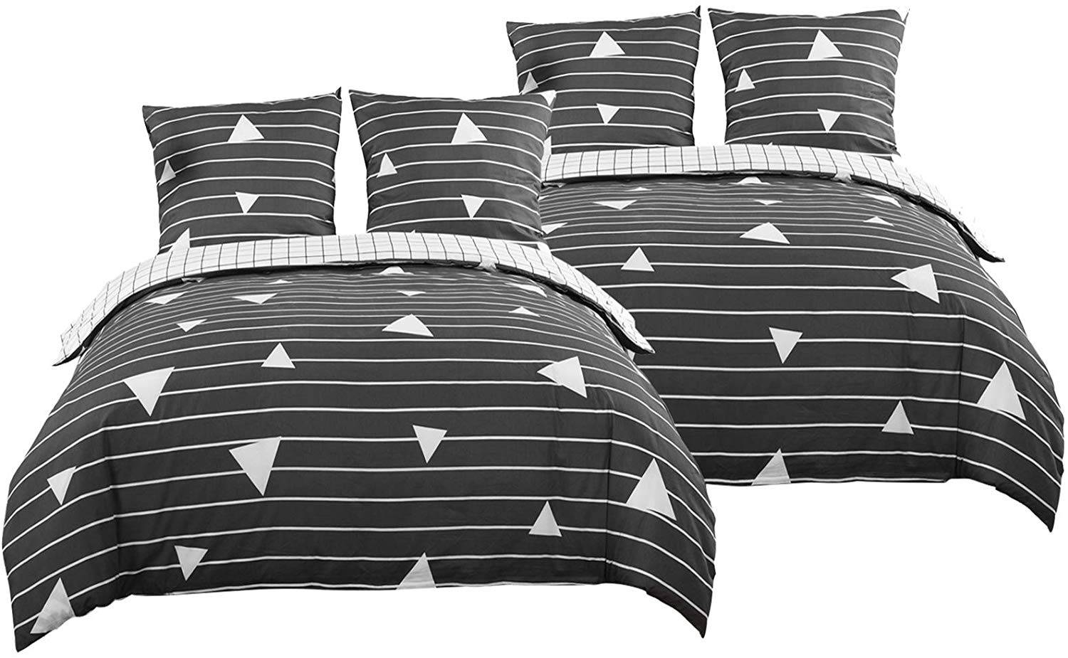 2 Sets Of Duvet Covers With Pillowcases 100 Cotton Stripe Quilt