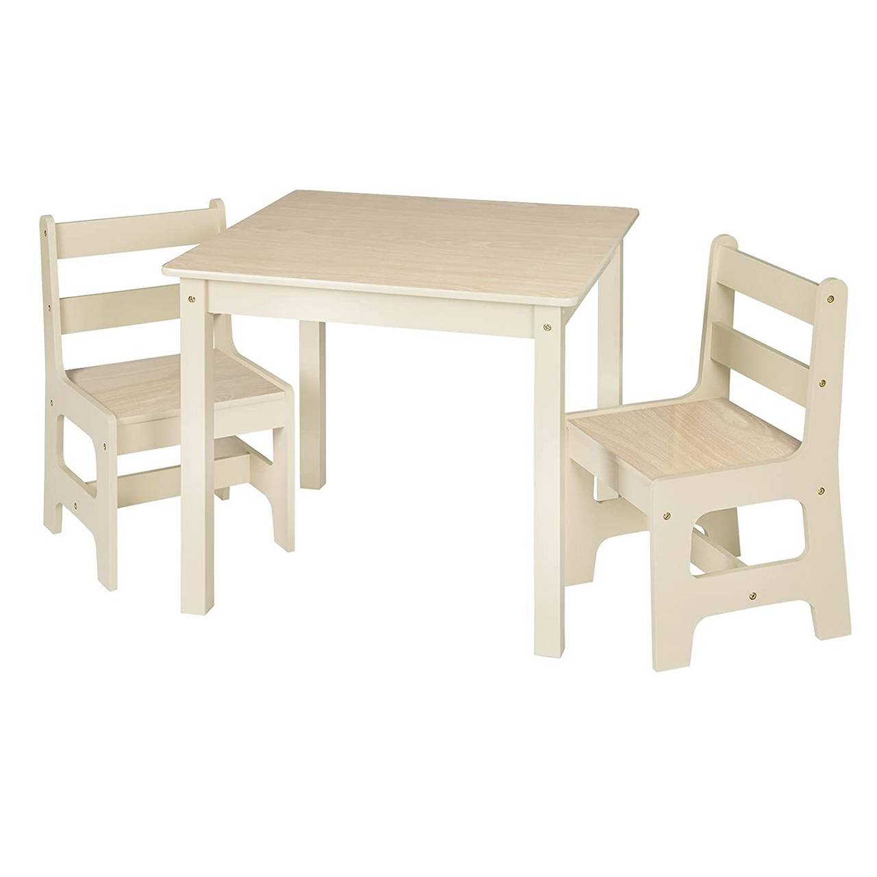 HOMCOM 3-TLG Kindersitzgruppe mit Kindertisch 2 Stühle für 3 Kindermöbel Kiefer+MDF Grau+Weiß 60 x 50 x 48 cm 