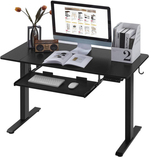 Höhenverstellbarer Schreibtisch, Elektrisch mit Memory-Funktion, mit Tastaturauszug schwarz