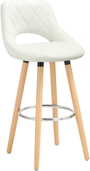 1 x Barhocker Barstuhl aus Kunstleder Holzgestell Küchenstuhl,weiß