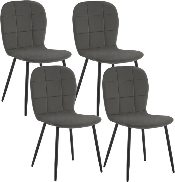 Klihome dining chairs set of 4, kitchen chairs ergonomic, velvet metal legs