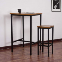 Wooden bistro table with metal frame 