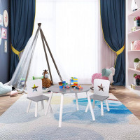 Children's seating group with storage space made of pine, round