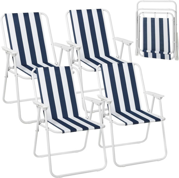 Klappstuhl Gartenstuhl 4er-Set, Kunststoff-Stuhl, für Garten & Camping Blau+Weiß
