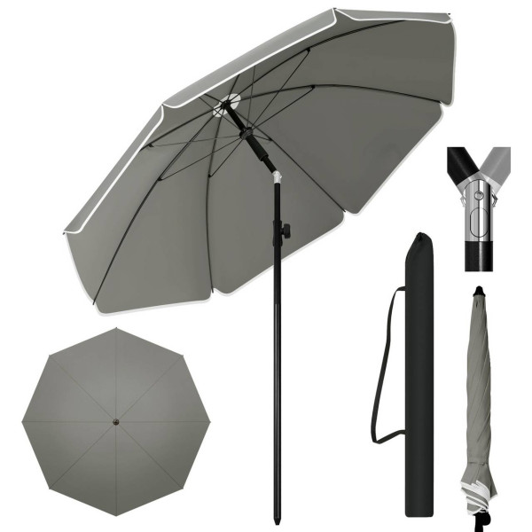 WOLTU parasol strandparasol UV-bestendig, in hoogte verstelbaar, 45° buigbaar, rond