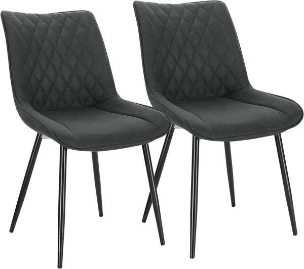 2er-Set Esszimmerstühle Küchenstühle Sitzfläche aus Stoffbezug Gestell aus Metall Anthrazit