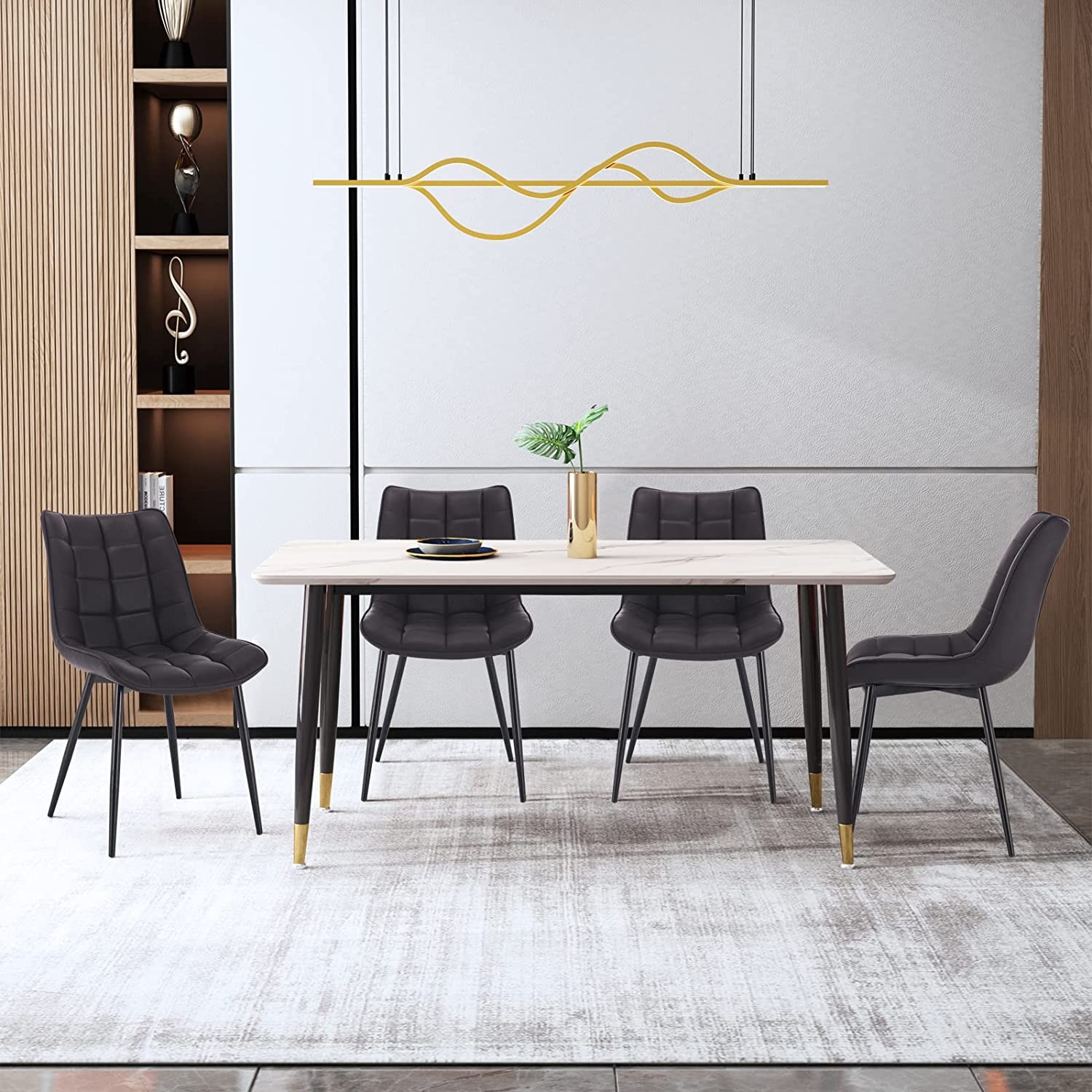 WOLTU 6 x Esszimmerstühle 6er Set Esszimmerstuhl Küchenstuhl Polsterstuhl  Design Stuhl mit Rückenlehne, mit Sitzfläche aus Kunstleder, Gestell aus  Metall
