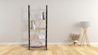 Stand shelf with shelf in metal & wood, black-oak light