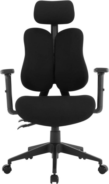 Bürostuhl ergonomisch, mit geteilter Rückenlehne, Liegefunktion, aus Mesh, Schwarz