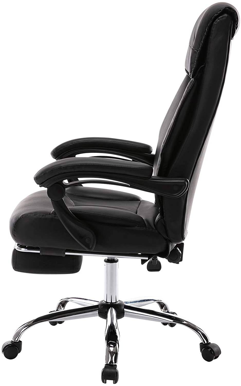 executive chair with footrest made of synthetic leather black