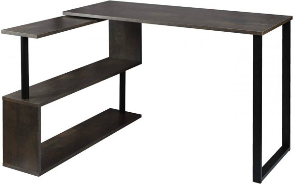 Schreibtisch Arbeitstisch mit Ablagen MDF,Schwarz-rostfarbe