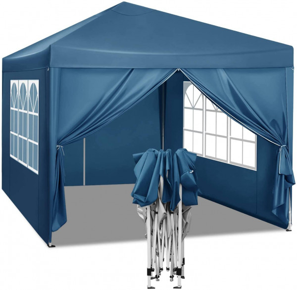 Pavillon Pop-Up wasserdichter Sonnenschutz Camping Pagodenzelt 3 x 3 m blau