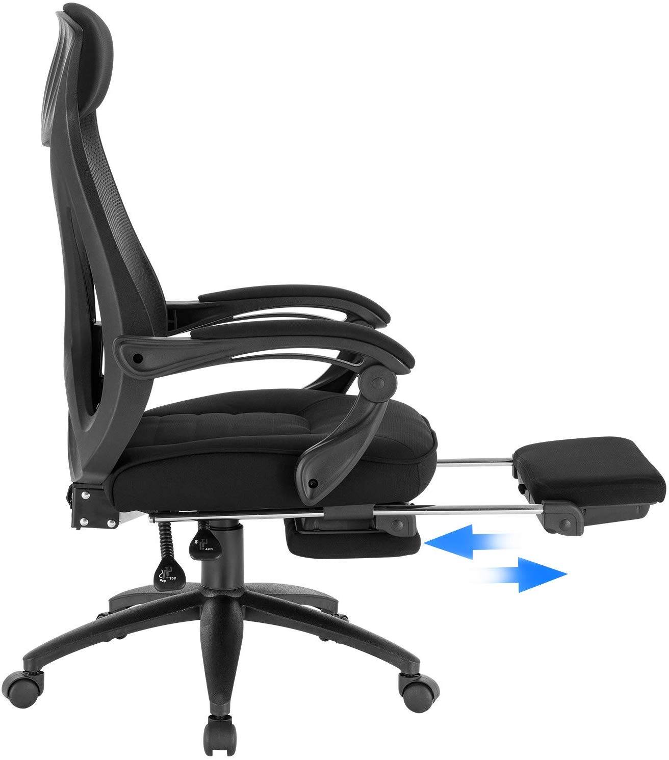 Office Chair Made Of Mesh With Rocker Function Footrest Black