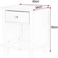 2er-Set Klassischer Nachttisch mit Schublade in Weiß 40x34x50cm(BxTxH)