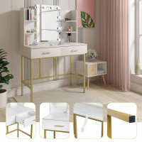 Dressing table with stool mirror 4 drawers white