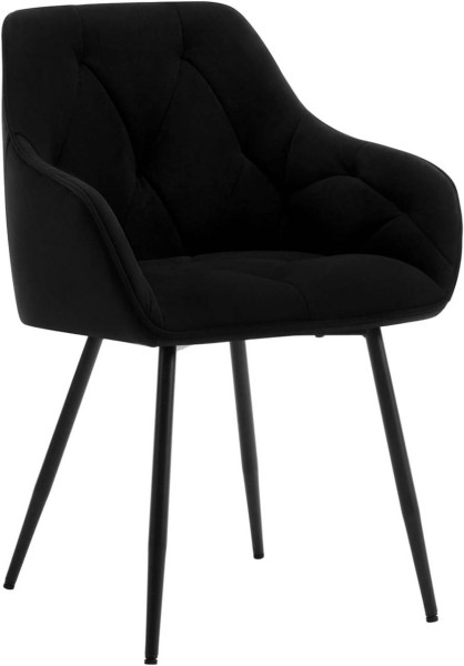 Esszimmerstuhl, ergonomischer Sessel, aus Samt, Metallbeine, schwarz