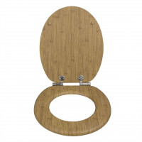 WC-Sitz Toilettensitz mit Absenkautomatik, MDF Holzkern, Softclose Scharnier, Antibakteriell, Bambus Look