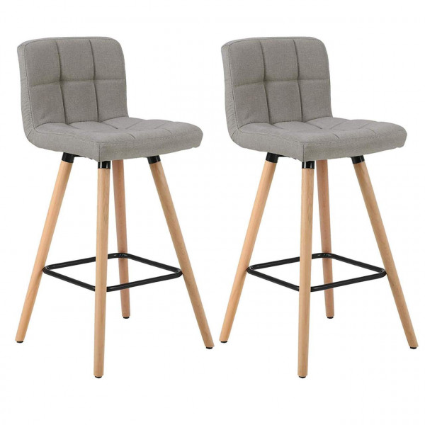 WOLTU set of 2 bar stools bistro stools with backrest footrest, solid wood linen