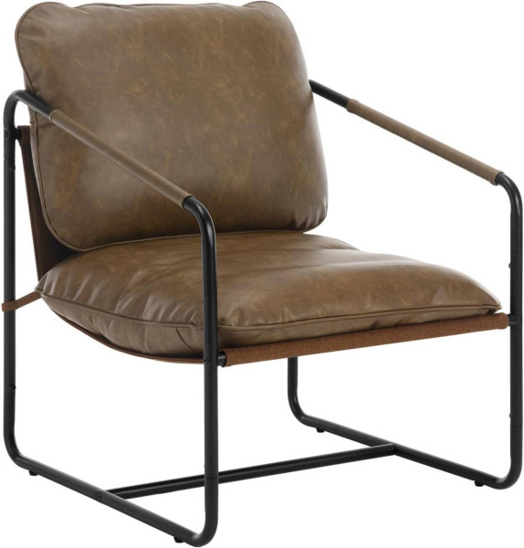 WOLTU lounge chair, medieval vintage style, with metal frame and faux leather cover