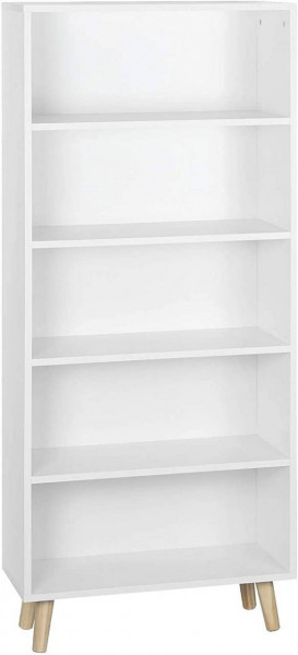 Bücherregal Bücherschrank mit 5 Fächer aus Spanplatte SKuep weiß