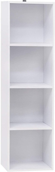 Bücherregal mit 4 Fächern, Würfelregal Weiß, Standregal, aus Holzwerkstoff