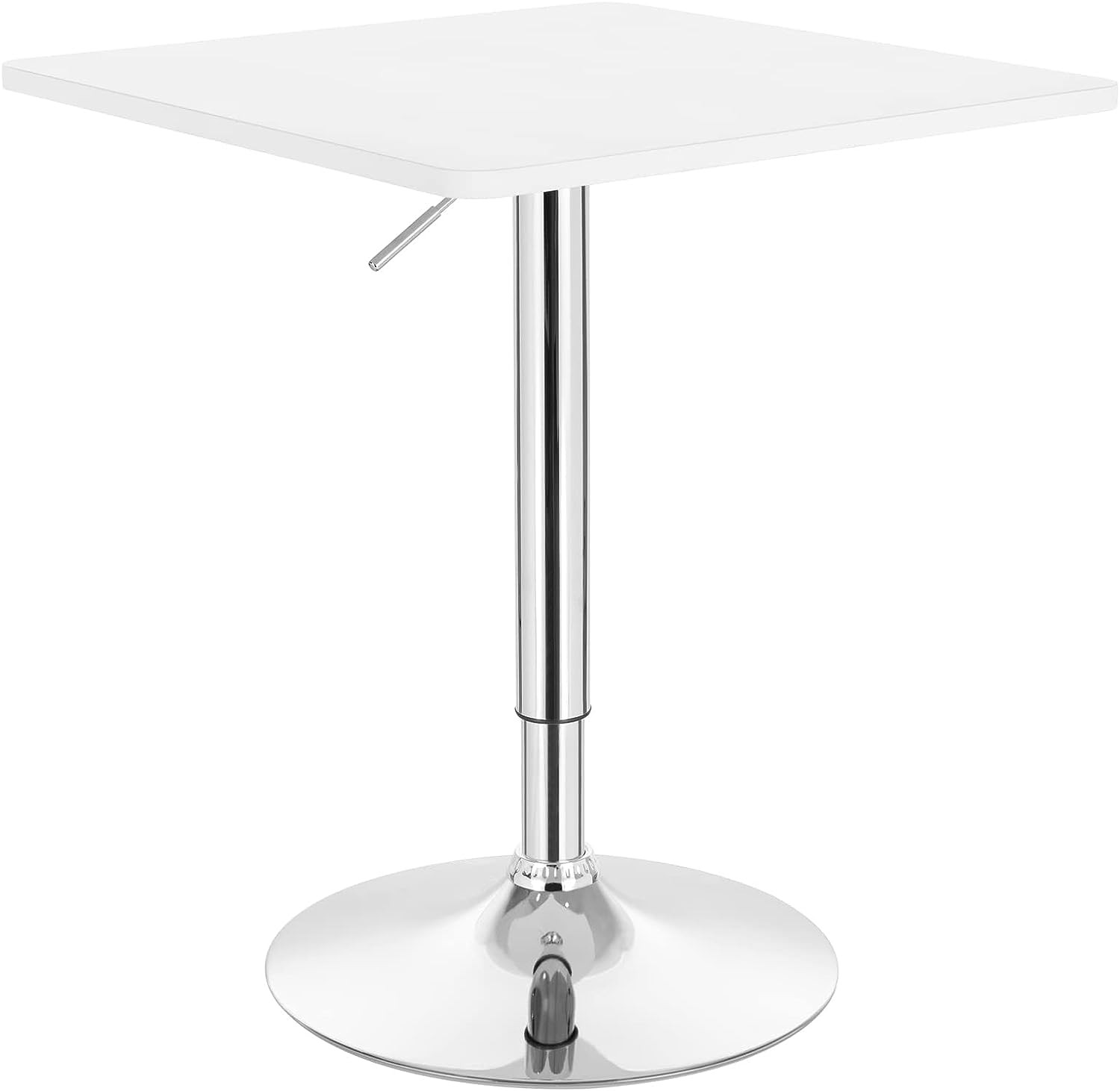 Tavolo da Bar Tavolino Cucina in Robusto MDF Cromato Altezza Regolabile  Girevole Moderno Colore Bianco