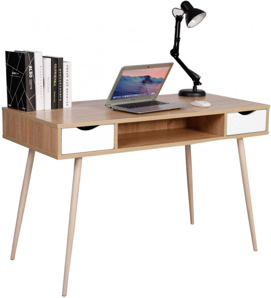 Schreibtisch Computertisch Arbeitstisch Holz Stahl helleiche