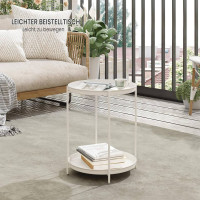 WOLTU round side table, coffee table with storage space, 2 removable trays, made of metal