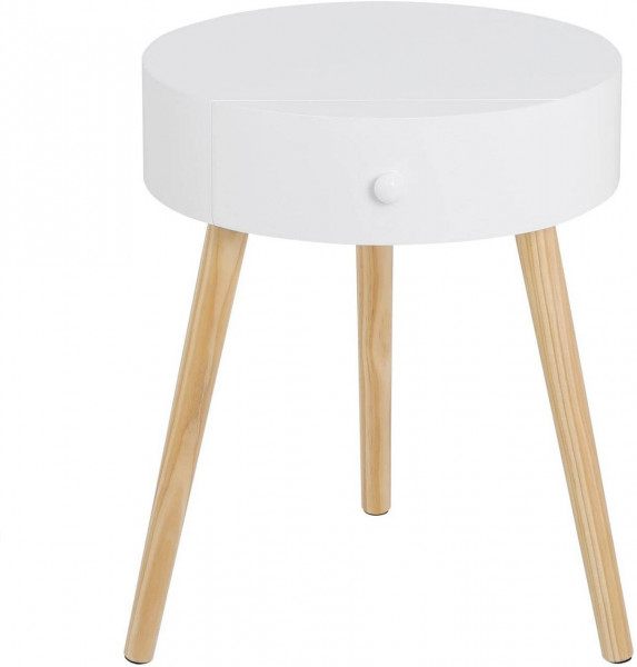 Bedside Round Side Table, Round Bedside Tables With Drawers