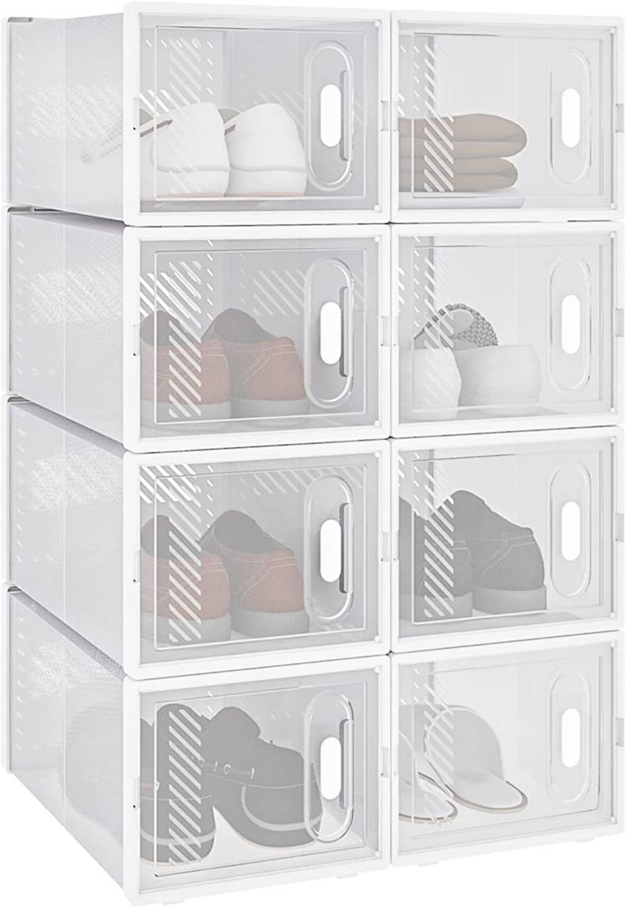 Boîtes à Chaussures, Boîtes de Rangement Transparente en Plastique,  Pliables et Empilables avec Couvercle