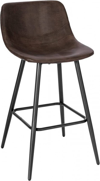 Barhocker Barstuhl mit Rückenlehne, Vintage-Hocker mit Kunstlederbezug, Stuhl aus Metall schwarz