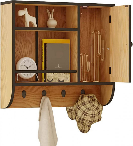 Hängeschrank mit Tür, Badezimmerschrank, Küchenschrank hängend, 58x52x15 cm